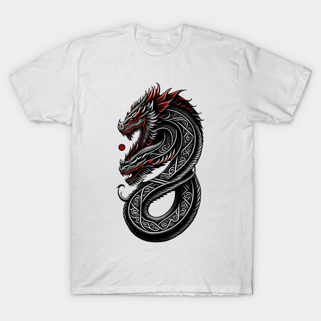 Double Headed Dragon T-Shirt by Peter Awax